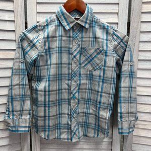 Tony Hawk Boys~ Blue/Grey Plaid ~Long Sleeve Button Up Shirt ~Size L 7